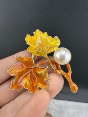 Vintage Brooch Lot Maple Leaf Dancer Figure Enamel Rhinestone Faux Pearl READ