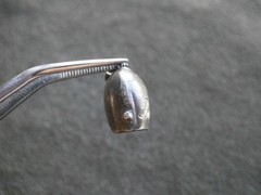 Biarritz Cow Bell Nice Tinkle Vintage Silvertone Bracelet Charm Pendant 1.2g
