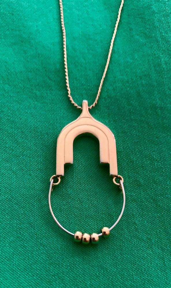 Vtg. 70′-80’s Monet Charm-holder Necklace 30-34″ Gold Tone -Deco Style – *Estate