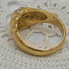 Ladies Cocktail Ring Band 14KHGE RG Size 9.5 Ribbed Swirl