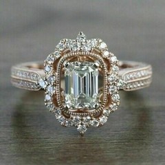 Art Deco Vintage Antique 3.30 Ct Diamond Wedding Ring 14K Rose Gold Over