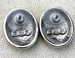 Camrose & Kross Jackie Kennedy Silver Rhinestone Earrings Pierced Signed Box COA