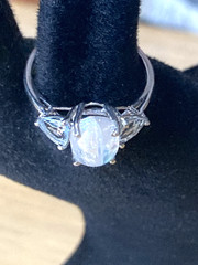 Vintage Sterling Silver Ring Moonstone Aquamarine/Blue Topaz? 925 7.5 AS IS