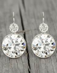 Old European Cut Moissanite Stone 925 Silver Art Deco Retro Drop Dangle Earrings