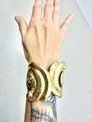 Vintage Jose Maria Barrera for Avon CORINTHIAN Hammered Gold Plate Cuff Bracelet