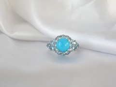 Vintage Sterling Silver 925 Sleeping Beauty Blue Topaz Ring Size 7
