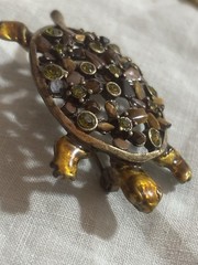 Vintage Turtle Brooch Lot Liz Claiborne LC Rhinestone Figural Pins Antique Brass