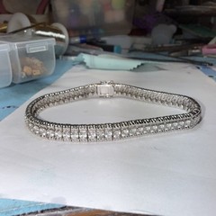 Sterling Silver Sparkling Hinge Chain Bracelet CZ925
