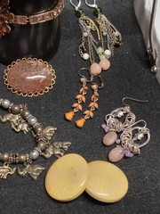 Vintage To Modern Costume Jewlery Lot Earth Tones Necklaces And Bracelets