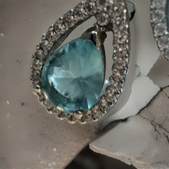 Topaz Teardrop Halo Stud Earrings 925 w/ Ring