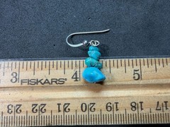 2.15g Vintage Sterling Silver 925 Drop Dangle Earrings Blue Nugget Beads M
