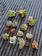 Vtg Floral Jewelry Lot – Signed/unsigned Jewelry Bone China Shell Staffordshire