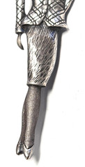 Vintage 925 Sterling Silver Art Deco Glam Fashion Lady Woman Pin / Brooch