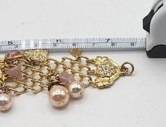 Vintage RARE Signed Kirks Folly Goldtone Blushing Heart Watch 1994 7.5″