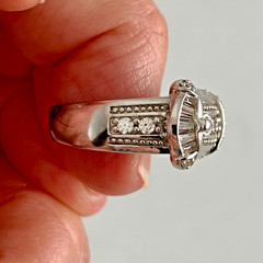 Victoria Wieck Solid Sterling CZ Buckle Ring Sz. 6.75”
