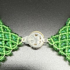 Vintage Beaded Woven Malachite Necklace And Bracelet – 16” Necklace 7” Bracelet