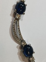 Vintage Pennino Rhinestone Blue Glass Necklace 20″