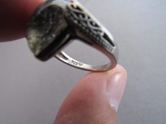 VINTAGE FILIGREE STERLING TEAR DROP TOURMALINATED QUARTZ RING SIZE 6.75