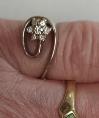 Estate 14k Solid White Gold Flower Swirl Ladies Diamond Ring 4.2 Grams Size 6