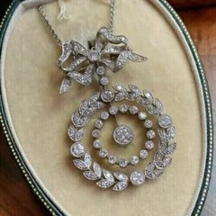 Vintage Art Deco Style Round Lab Created Diamond Wedding 925 Silver Gift Pendant