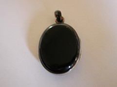 ANTIQUE VICTORIAN SILVER MONOGRAM M MOURNING LOCKET PENDANT PHOTO CHARM