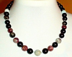 402.10 CT 100% NATURAL FANCY TOURMALINE, AQUAMARINE 925 SILVER CLASP NECKLACE.