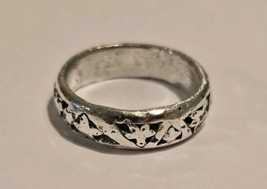Custom Poured Signed Berry Jewelry Co. Sterling Deco Star Band Sz 9.75 #S55/01