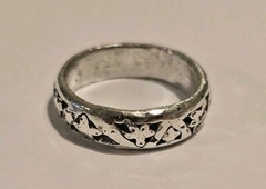 Custom Poured Signed Berry Jewelry Co. Sterling Deco Star Band Sz 9.75 #S55/01