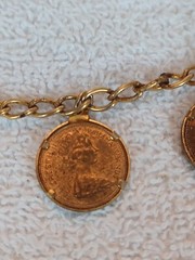Vintage 1970 Bahamas One Cent Copper Penny Bracelet