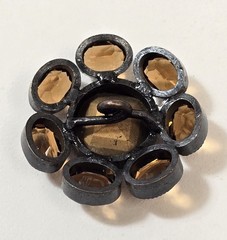 Vintage Schreiner Dark Topaz Rhinestone Button Twisted Shank