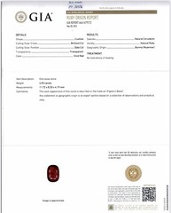 18k White Gold Ring 4.05ct.Natural Untreated Burma Ruby Cushion Cut GIA Cert