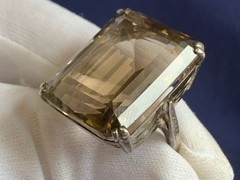 Vtg Large Sterling Silver Ring 16.18g Jewelry Size 6.5 Smoky Quartz Look *READ*
