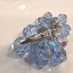 Blue Faceted Aurora Boreales Crystal Bracelet & Clip-On Earrings
