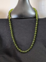 16″ Vtg Green Glass Beaded Necklace Flower Clasp Morocco