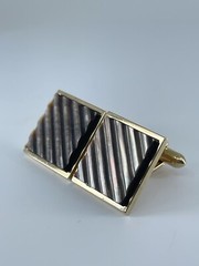 Swank Cufflinks Mother of Pearl square ribbed design bullet backs 1″