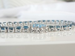 Vintage Sterling Silver 925 Natural Heated London Blue Topaz Tennis Bracelet