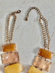 Vintage Abstract Lucite / Metal Collar Necklace Chunky Modernist MCM