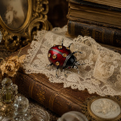 Vintage Ladybug Brooch PIN Enamel Rhinestone Insect Fashion Jewelry