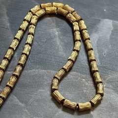 Vintage 1960s Modernist Gold Tone Cylinder Bead Layering Necklace 24 Inch