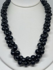 Art Deco Revial Black Beauty Resin Beaded Necklace Twisted Cluster MCM Vintage