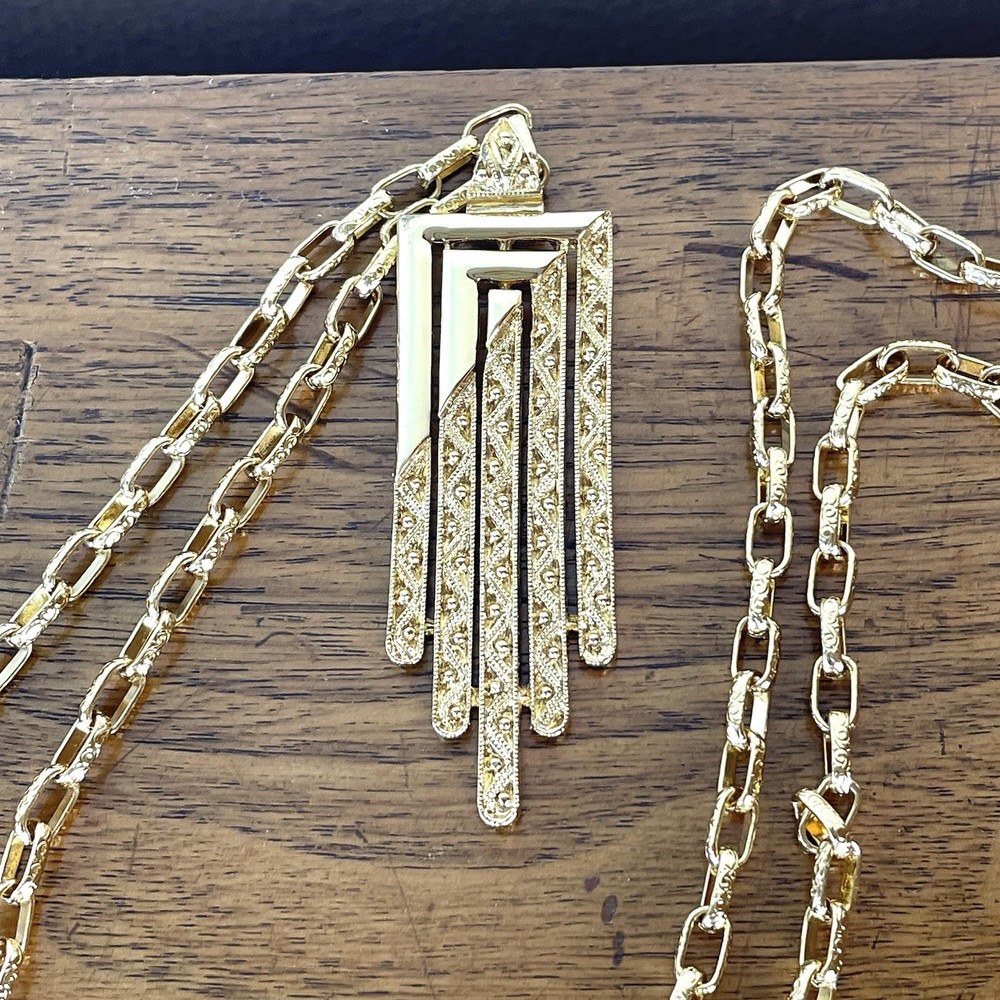 VTG Designer Gold Tone Necklace by Monet 60’s 70’s MCM Fashion Costume Jewelry