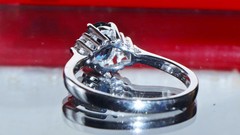 14k white gold sz 7.75 ring 1.00ct natural, treated sapphire diamond 3.30g N3397
