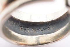 Vintage Sterling Silver 925 Black Onyx Lapis Coral Ring Size 4.25