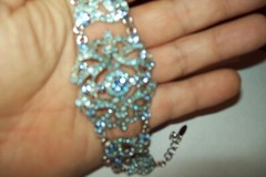 Signed VCLM Sparkling Blue AB Rhinestone Bracelet fits 7.5” to 8.5″ Gorgeous