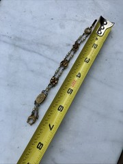 Vintage Goldette NY Victorian Bracelet. Multi-tone rhinestones & Faux pearls