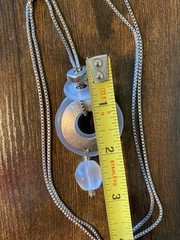Mid Century Modern Style Silver Tone Lucite Statement Necklace 36” Box Chain
