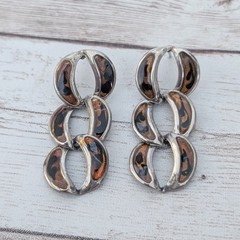 Vintage Earrings for Pierced Ears Brown Tones Linking Circles