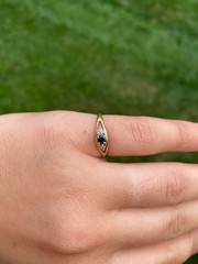 Vintage Style 14K Yellow Gold Finish Ring Lab Created Diamond & Blue Sapphire