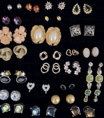 Vintage To Now Pierced Earrings Lot 24 Pairs Stud Crystal Pearl Nice Quality New