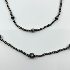 Vintage Southwestern Style Long Hematite Gray Beaded Strand Necklace Classic
